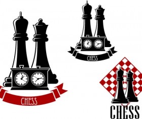 Chess labels red with black style vector 05