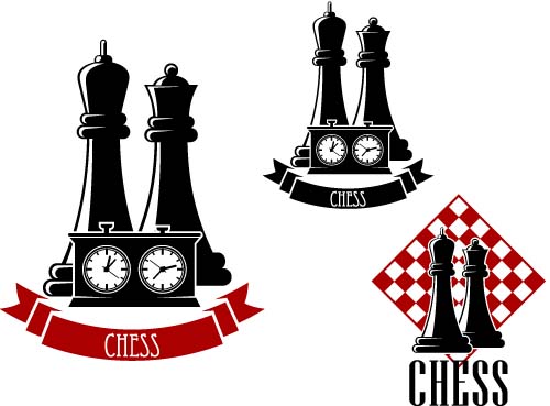 Chess labels red with black style vector 05
