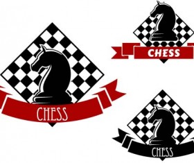 Chess labels red with black style vector 06