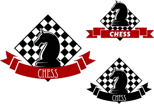 Chess labels red with black style vector 06