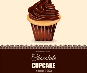 Chocolate cupcake background with lace vector 01