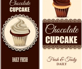 Chocolate cupcake lace cards vectors