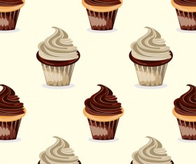 Chocolate cupcake seamless vector pattern