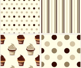 Chocolate cupcake with circle dot and vertical line pattern seamless vector