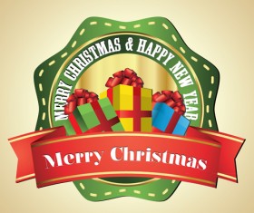 Christmas and new year gift label vector