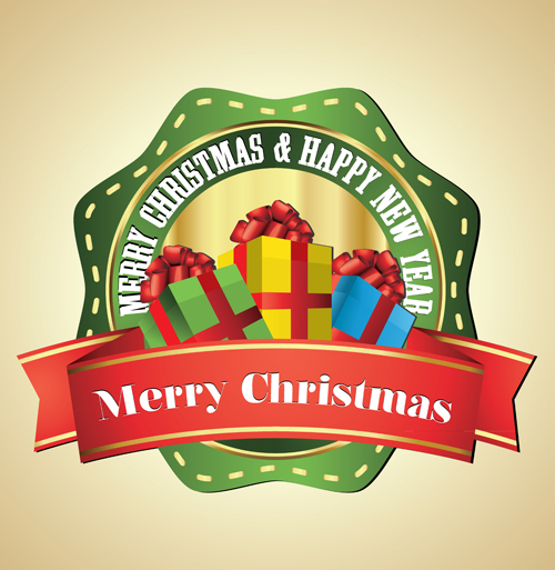 Christmas and new year gift label vector free download