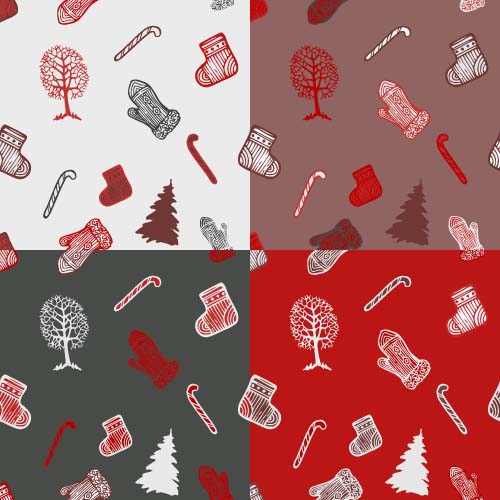 Christmas baubles vector seamless pattern 05
