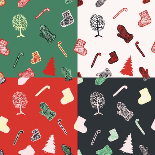 Christmas baubles vector seamless pattern 06