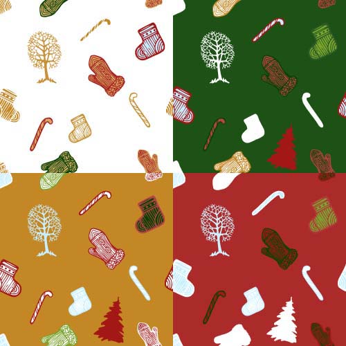 Christmas baubles vector seamless pattern 07