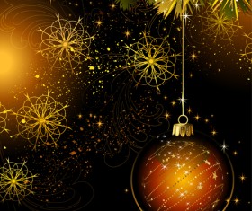 Christmas baubles with golden ornaments vector material