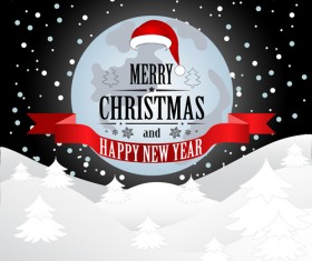 Christmas labels ribbon with winter background vector