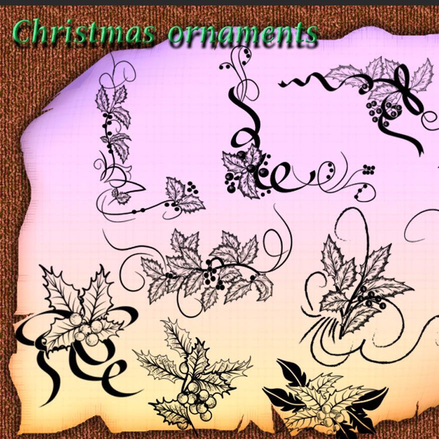 Christmas ornaments Photoshop brushes