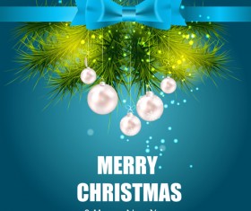 Christmas ornaments with bow new year background vector