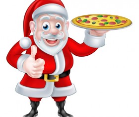 Christmas pizza with santa chef vector
