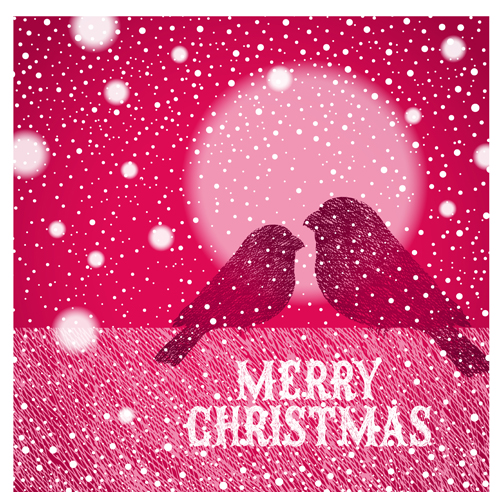 Christmas snowflake background with bird vector