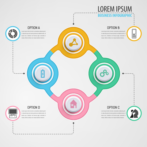 Circular business infographics creative vectors template 01