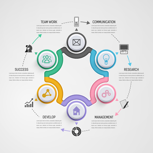 Circular business infographics creative vectors template 02