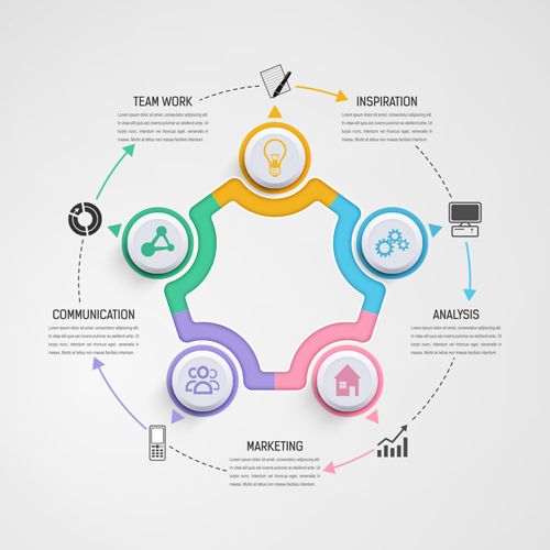 Circular business infographics creative vectors template 05