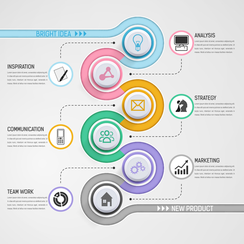 Circular business infographics creative vectors template 08