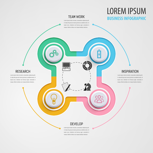 Circular business infographics creative vectors template 17