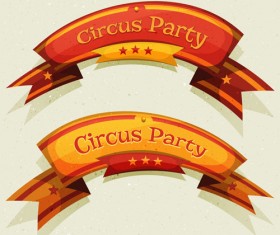 Circus party ribbon banners vector