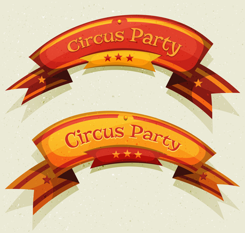 Circus party ribbon banners vector