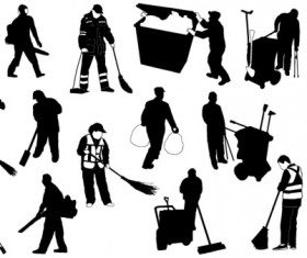 Cleaners silhouetter material vector and Photoshop shapes