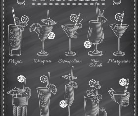 Cocktails menu illustration vctor 01