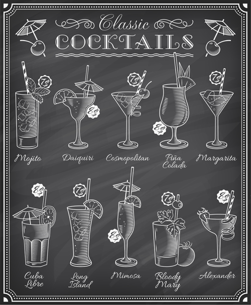 Cocktails menu illustration vctor 01
