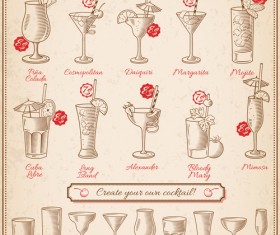 Cocktails menu illustration vctor 02