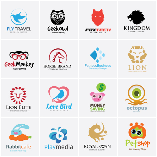 Colored animal logos vector material 03