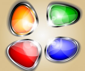Colored glass with metal button vector 01