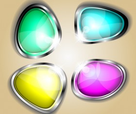 Colored glass with metal button vector 02
