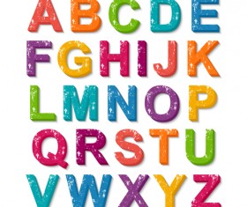 Colored grunge alphabets 3D vector