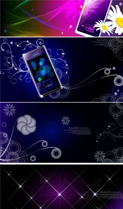 Colorful fantasy mobile phone background set vector