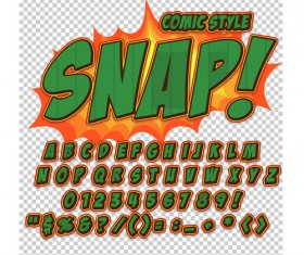 Comic styles alphabet with numbers and symbol vector set 04