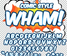 Comic styles alphabet with numbers and symbol vector set 06