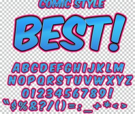 Comic styles alphabet with numbers and symbol vector set 07