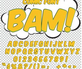 Comic styles alphabet with numbers and symbol vector set 11