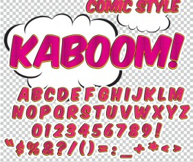 Comic styles alphabet with numbers and symbol vector set 14