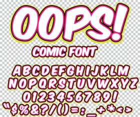 Comic styles alphabet with numbers and symbol vector set 16