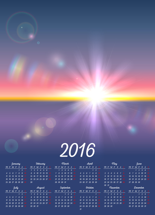Company gird calendar 2016 set vectors 02