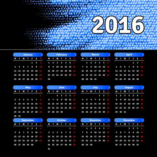 Company gird calendar 2016 set vectors 04