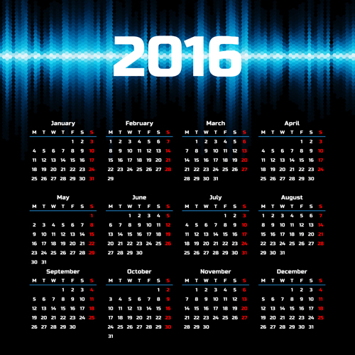 Company gird calendar 2016 set vectors 05