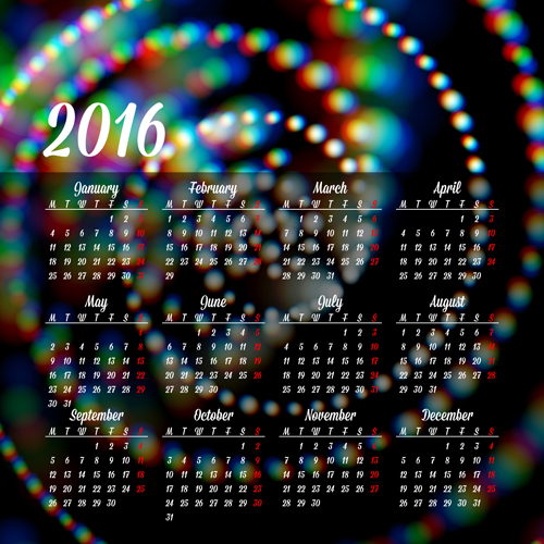 Company gird calendar 2016 set vectors 06