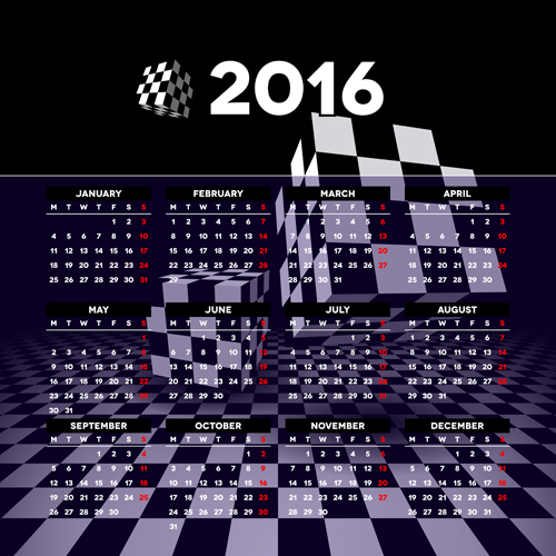 Company gird calendar 2016 set vectors 07
