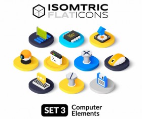 Computer elements flat icons vector 01