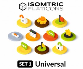 Computer elements flat icons vector 02