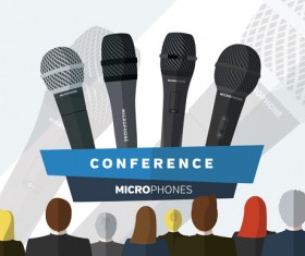 Conference microphones business template vector 01