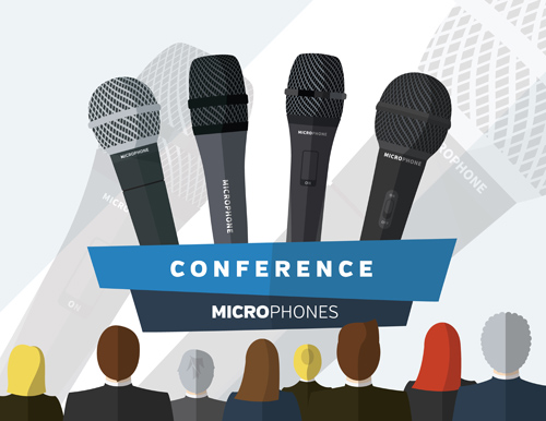 Conference microphones business template vector 01
